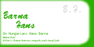 barna hans business card